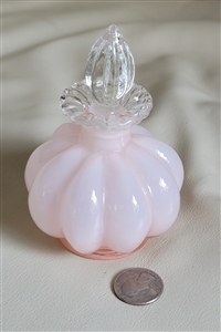 Fenton Rose Overlay pink glass perfume bottle collectible vanity display