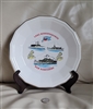 Homer Laughlin 1975 porcelain plate in Nautical theme, Lake Winnipesaukee New Hampshire, Colonial White pattern.