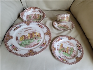 Brown and Ritchie English Castle porcelain set landscape colorful pattern collectible