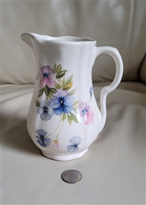 Empress Pitcher pansy décor from Staffordshire