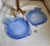 vibrant blue hand blown art glass fish serving plates set