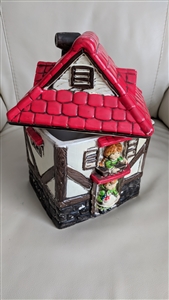 Vintage Japanese cookie jar house hand painted