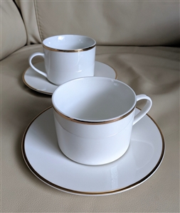 Elegant WM Rogers and Son porcelain set of two slim white gold rims design