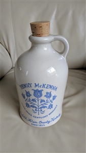 Vintage 1968 Henry McKenna handmade Kentucky whiskey stoneware jug bottle decanter with cork stopper