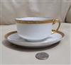Antique Tirschenreuth Bavaria porcelain Grape Vine gold encrusted band teacup and saucer collectible