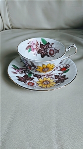 Hand painted Cartwright and Edwards teacup saucer in multi color floral design collectible