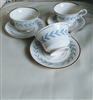 Sherwood by Syracuse cream porcelain footed teacup and saucer set of 3 collectible vintage table setting accessories