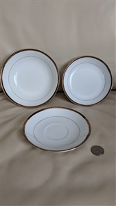 Set of three unique vintage 1980s Delta Air Lines white porcelain service dishes including a snack bowl and plates manufactured by ABCO International
