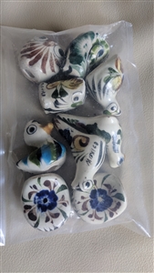 Vintage Mexican pottery miniature birds and owls set of 9