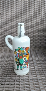 Anton Riemerschmid Munchen ceramic bottle jug decanter with folk art decor