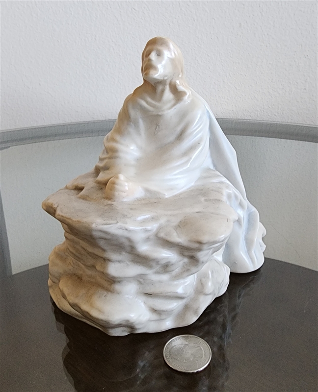 Praying man porcelain mold in pastel colors spiritual and religious Jesus figure