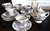 25 piece J.G. Meakin England Blue Nordic ironstone set with cups saucers and lidded sugar bowl in blue and white colors