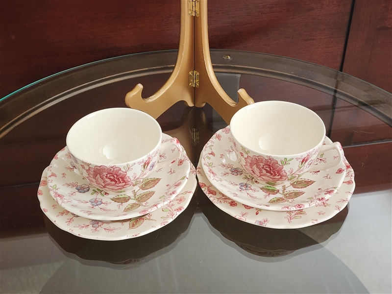 Johnson Brothers England Rose Pink Bone China 6 piece tea set for two
