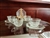 Vintage Indiana Glass Recollection clear pressed glass teacups and saucers set