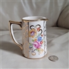 Sadler English ironstone Art Deco creamer pitcher with gold crackle lattice pattern and floral spray from the 1930s