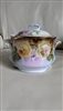 Antique Jaeger JC Bavaria Louise porcelain lidded casserole dish with hand-painted roses and gold trim