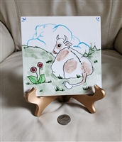 Ceramic tile or trivet with Betsy the cow in the pasture home decor