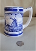 Vintage AGRO Holland blue and white windmill ceramic beer mug