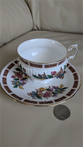 Preowned vintage 1960s Elizabethan fine bone china floral teacup and saucer set