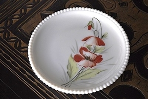 Westmoreland Poppy flower milk glass plate