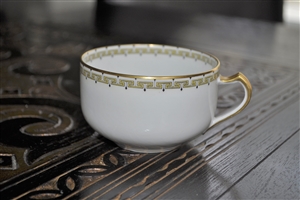 Haviland Limoges teacup ALBANY multicolor band elegant design over white porcelain antique collectible
