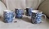 Folkcraft by Tienshan Sponge stoneware 4 mugs cups in white and blue spotted application
