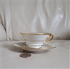 Preowned vintage Hertel Jacob Bavaria US Zone porcelain demitasse cup and saucer set with gold detailing