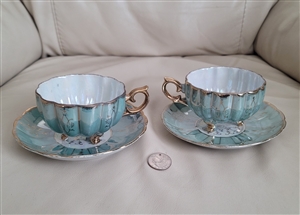 Lustreware porcelain teacups and saucers JAPAN-drinkware