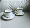 Noritake Stanford Court teacups and saucers set in cream porcelain and geometric design