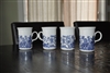 English porcelain cups with blue transferware decor set of 4 blue and white table setting accessories.