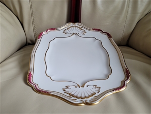 Antique Spode Copeland Stafford Red Leaf Handled Rectangular Serving Plate