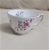 Vintage Staffordshire porcelain demi-tasse cup with rose and purple floral pattern and gold trim