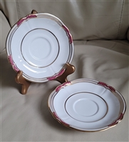 Two Antique Spode Copeland R8006 B Stafford Red Leaf Saucers