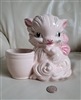 vintage pink Hull Art USA 61 kitten planter in pink glaze