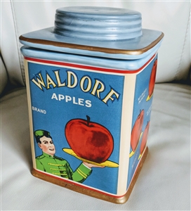 vintage sakura waldorf apples storage jar with lid on a surface