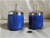 Blue porcelain egg coddlers in set of two.