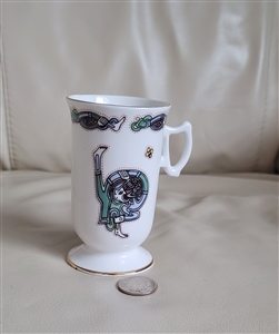 Preowned 1980s Royal Tara Galway Book of Kells porcelain tall cup with gold trim