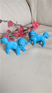Asian Fu FOO Shi Shi DOGS in turquoise porcelain