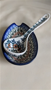 Porcelain ladle with drip bowl made in POLAND collectible ceramics kitchen accessory
