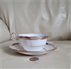 Antique 1891 Spode Copeland Stafford Red Leaf porcelain teacup and saucer set with gold trim