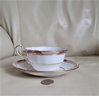 Antique 1891 Spode Copeland Stafford Red Leaf porcelain teacup and saucer set with gold trim