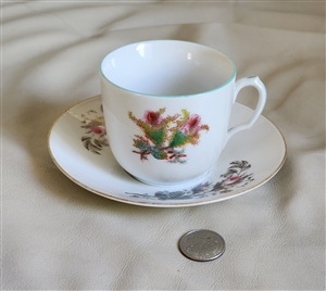Moss Rose Haviland teacup with unmarked saucer mismatched vintage porcelain set table setting accessories