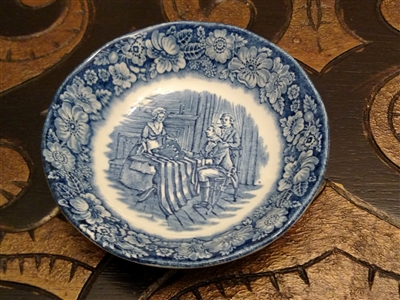 Vintage porcelain Staffordshire England Betsy Rose fruit/deser table setting. t bowl in Liberty Blue pattern.