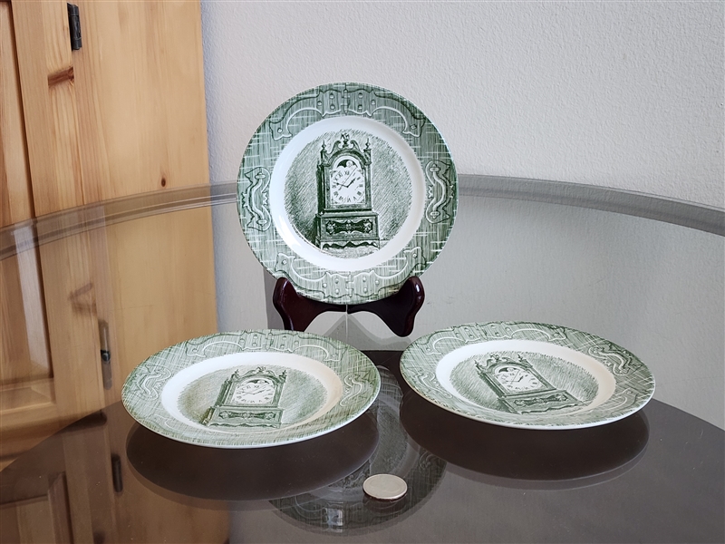 Royal USA The Old Curiosity Shop olive green transferware bread and butter plates set of 3