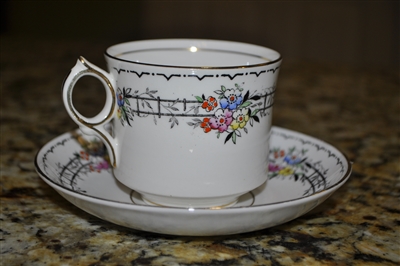 Rosina porcelain colorful teacup and saucer made in England elegant floral design