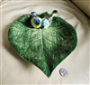 Vintage Bassano Italy large leaf shaped plate with birds accent, home decor.