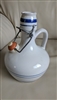 Vintage Italian soda bottle decanter in white ceramic with blue accents