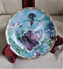 Bradford Exchange Porcelain collectible plate 1990 Pickard Annas Hummingbird Cyndi Nelson purple petunias 24K gold rim box