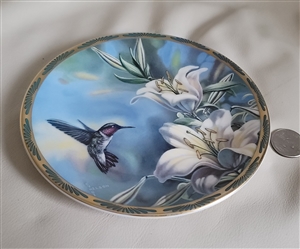 Porcelain Collectible Plate 1989 Bradford Exchange Pickard Ruby Throated Hummingbird