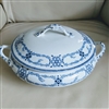 Antique 1930 Burleigh Ware Radford porcelain covered vegetable dish in blue and white floral design
